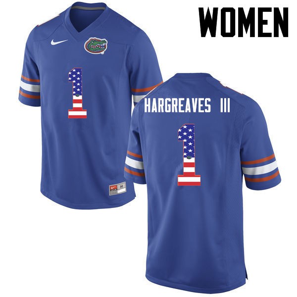 Florida Gators Women #1 Vernon Hargreaves III College Football USA Flag Fashion Blue